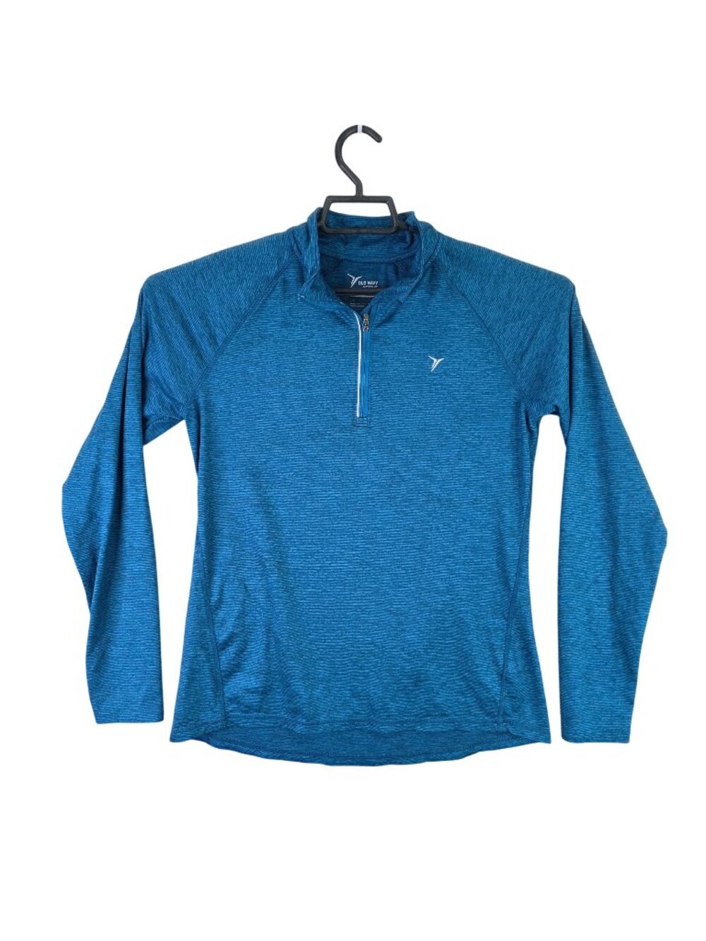 Mens Old Navy Active Go-Dry Blue 1/4 Zip Pullover Top Semi-Fitted Long Sleeve L